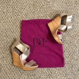 Diane von Furstenberg Opal Metallic Leather wedges
